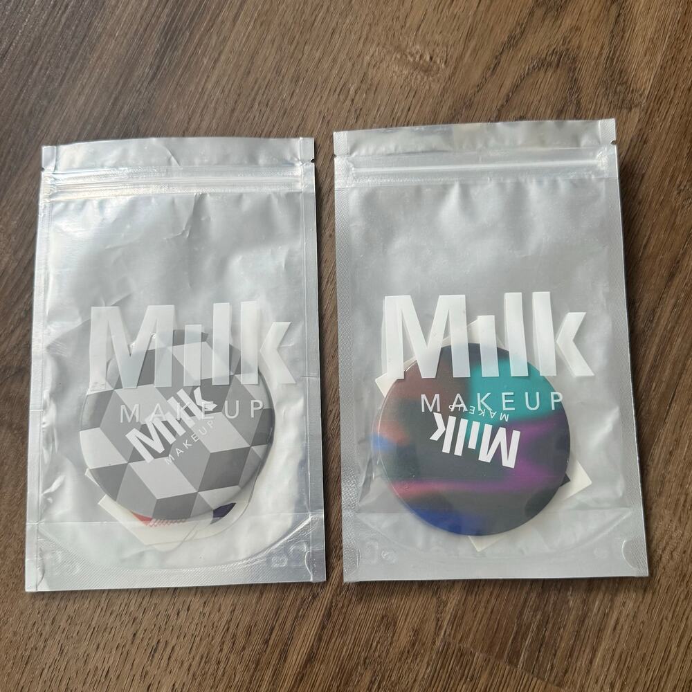 Bundle of Milk Makeup Cosmetic Mirrors (2) and Stickers